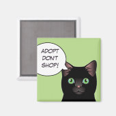 Zwarte kat adopteren Don't Shop Shelter Magnet (Voorkant / Achterkant)
