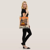 Zwarte Kat Afsluiting Jack-O' Lantern Oranje Hallo Tote Bag (Op model)