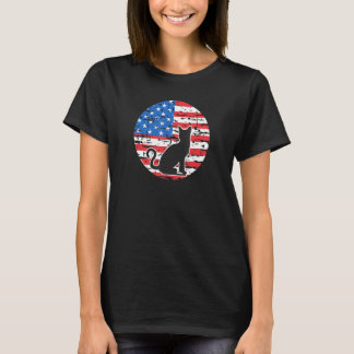 Zwarte Kat Amerikaanse Katachtige Usa Vlag Kleuren T-shirt