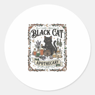Zwarte Kat Apotheek Kat Hekserig Mystieke Apotheek Ronde Sticker