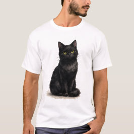 Zwarte Kat Aquarel Clipart T-shirt