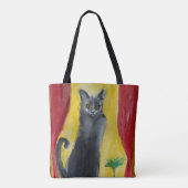 Zwarte Kat Aquarel kunst Tote Bag (Achterkant)