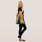 Zwarte Kat Aquarel kunst Tote Bag (Op model)