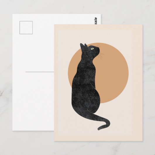 Zwarte kat art deco briefkaart (Voorkant / Achterkant)