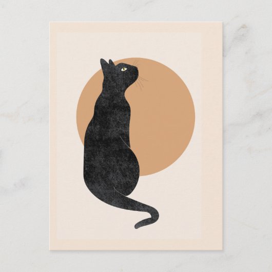 Zwarte kat art deco briefkaart (Voorkant)
