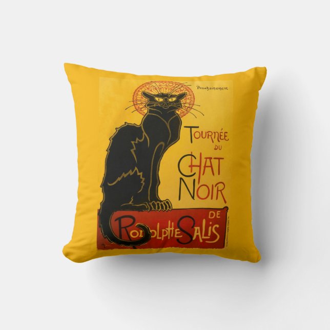  zwarte kat Art Nouveau Chat Noir Steinlen Kussen (Voorkant)