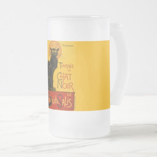 zwarte kat Art Nouveau Chat Noir Steinlen Matglas Bierpul (Voorkant rechts)