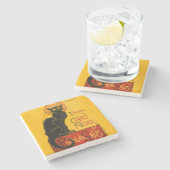  zwarte kat Art Nouveau Chat Noir Steinlen Stenen Onderzetter (Zijkant)