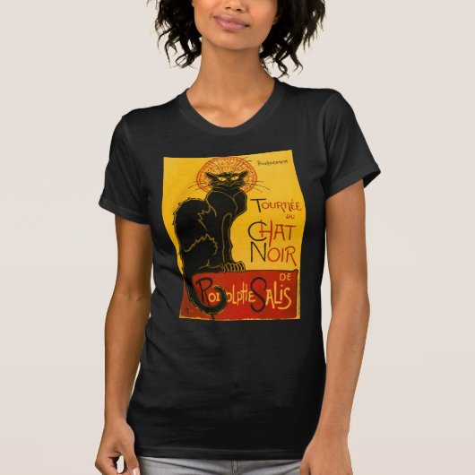 zwarte kat Art Nouveau Chat Noir Steinlen T-shirt (Voorkant)