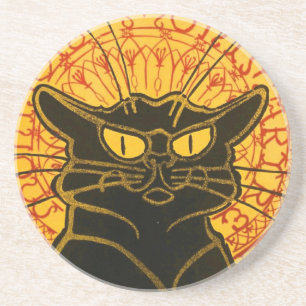 zwarte kat Art Nouveau Chat Noir Steinlen Zandsteen Onderzetter