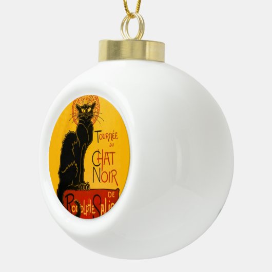  zwarte kat Art Nouveau Paris Keramische Bal Ornament (Rechts)