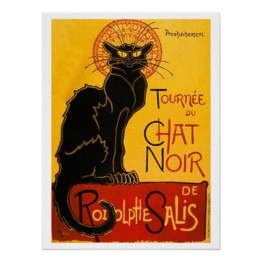 zwarte kat Art Nouveau Paris Perfect Poster (Voorkant)