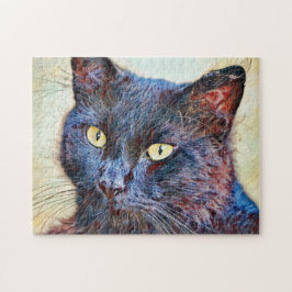  zwarte kat art Puzzle Legpuzzel