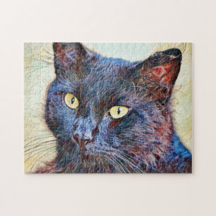 zwarte kat art Puzzle Legpuzzel