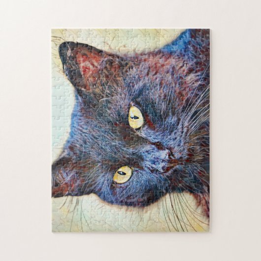  zwarte kat art Puzzle Legpuzzel (Verticaal)