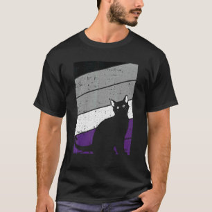 Zwarte Kat Aseksuele Trots Kattenliefhebber LGBT-Q T-shirt