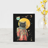 Zwarte Kat Astronaut Kleur Art Print Kaart (Gele Bloem)
