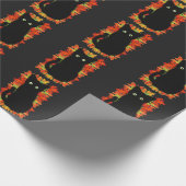 Zwarte kat, Autumn-bladeren patroon, Halloween leu Cadeaupapier (Hoek)
