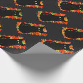 Zwarte kat, Autumn-bladeren patroon, Halloween leu Cadeaupapier (Hoek)