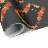 Zwarte kat, Autumn-bladeren patroon, Halloween leu Cadeaupapier (Rol Hoek)