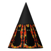 Zwarte kat, Autumn-bladeren patroon, Halloween leu Feesthoedjes (Links)