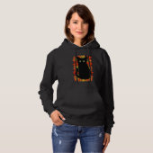 Zwarte kat, Autumn-bladeren patroon, Halloween leu Hoodie (Voorkant volledig)