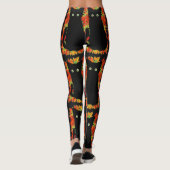 Zwarte kat, Autumn-bladeren patroon, Halloween leu Leggings (Achterkant)