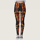 Zwarte kat, Autumn-bladeren patroon, Halloween leu Leggings (Voorkant)