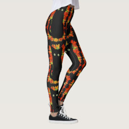 Zwarte kat, Autumn-bladeren patroon, Halloween leu Leggings