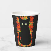 Zwarte kat, Autumn-bladeren patroon, Halloween leu Papieren Bekers (Voorkant)
