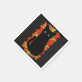 Zwarte kat, Autumn-bladeren patroon, Halloween leu Servet (Hoek)