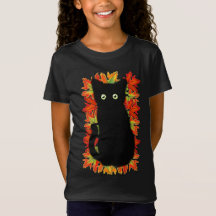 Zwarte kat, Autumn-bladeren patroon, Halloween leu