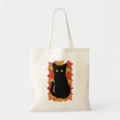 Zwarte kat, Autumn-bladeren patroon, Halloween leu Tote Bag (Voorkant)