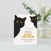 Zwarte kat baby shower kaart (Staand voorkant)