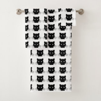 Zwarte kat bad handdoek