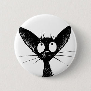zwarte kat badge ronde button 5,7 cm