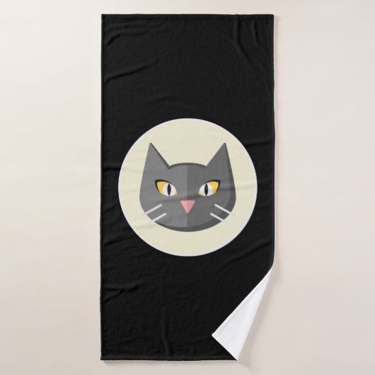 Zwarte kat badhanddoek (Badhanddoek)