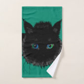 Zwarte kat badhanddoeken - kies kleuren bad handdoek (Handdoek)