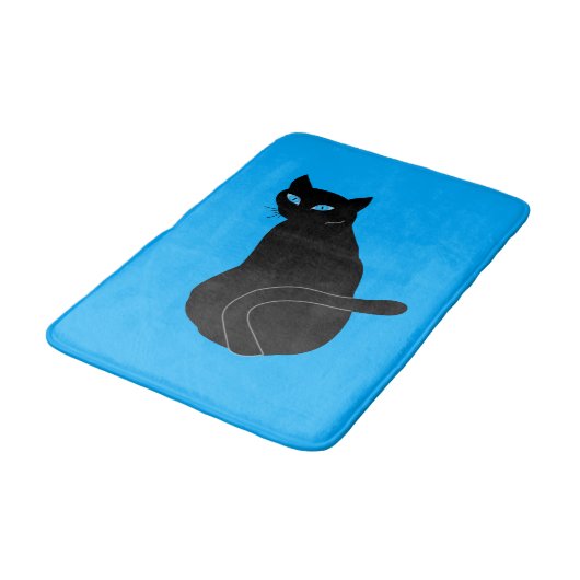 Zwarte Kat Badmat Blauw of Kies Kleur (Gekanteld)