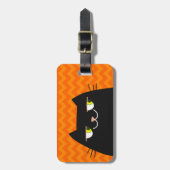 Zwarte Kat Bagage Label Moderne Chevron (Voorkant verticaal)