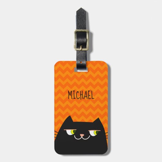 Zwarte kat bagagelabel (Voorkant verticaal)