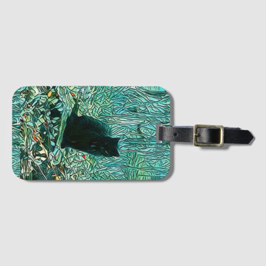 Zwarte kat bagagelabel (Voorkant (horizontaal))