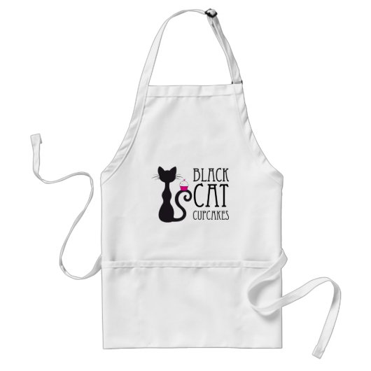 Zwarte kat Bakery Logo Merchandise Standaard Schort (Voorkant)
