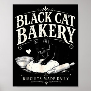 Zwarte Kat Bakkerij Biscuits Dagelijks Gemaakt Kat Poster