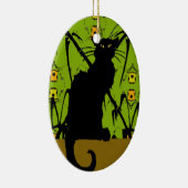 zwarte kat bamboe keramisch ornament (Rechts)