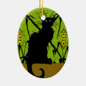 zwarte kat bamboe keramisch ornament (Achterkant)