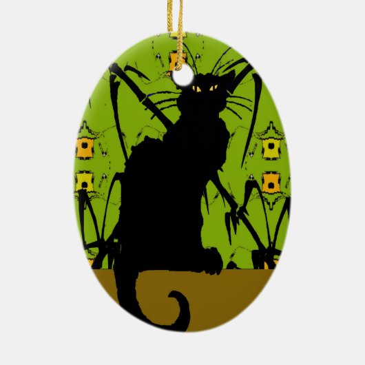 zwarte kat bamboe keramisch ornament (Achterkant)