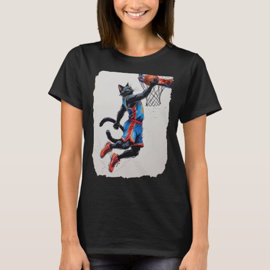 Zwarte Kat Basketbal! T-shirt (Voorkant)