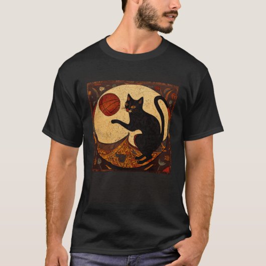 Zwarte Kat Basketbal Taco T-shirt (Voorkant)