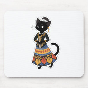 Zwarte Kat Batik Kunst Muismat